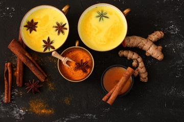 Traditional indian drink turmeric golden milk 