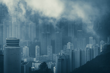 Naklejka premium Hong Kong, Modern architecture, office building cityscape background.