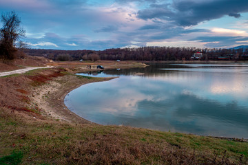 Obraz premium sunset on the lake
