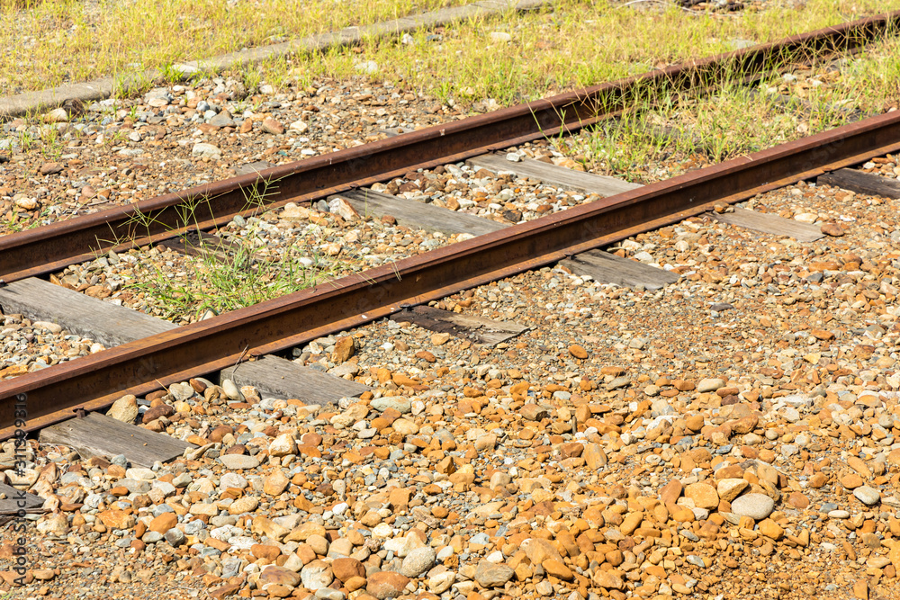 Wall mural countryside train rail and grass