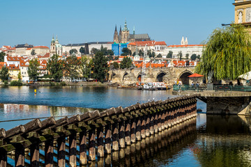 View of Prague Castle and St. Vitus Cathedral in Prague.