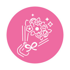 Bouquet of flowers line color icon. Wedding bridal bouquet. Flowers agency. Sign for web page, mobile app, banner, social media. UI UX and GUI user interface. Vector clipart, template.