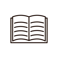 Vector open book with text illustration. Line icon