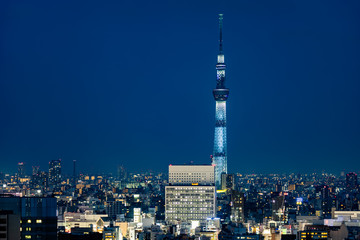 Naklejka premium Tokyo city tower night view and sky