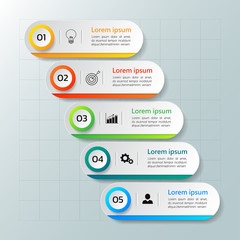Infographics design template,3D Business concept with 5 steps or options, can be used for workflow layout, diagram, annual report, web design.Creative banner,label vector.