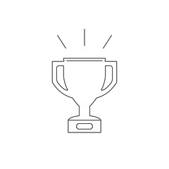 Prize cup line illustration. Championship cup on white.
