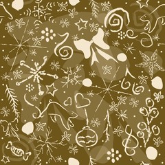 Cute Hand Drawn Winter Pattern. Seamless Pattern. Vector Illustration