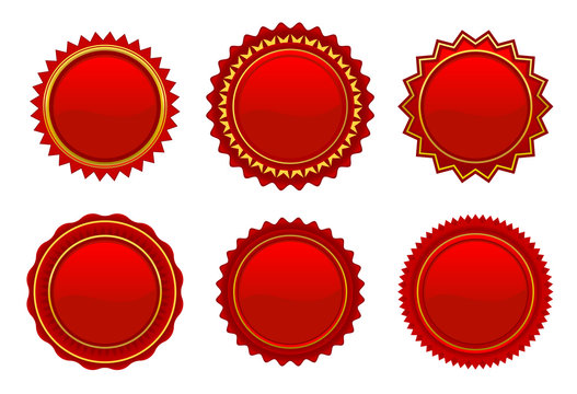 Vector red starburst rosette set. To see the other vector starburst illustrations , please check Badge and Label collection.