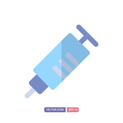 injection icon in flat style. Vector logo design template. Modern design icon, symbol, logo and illustration. Vector graphics illustration and editable stroke. Isolated on white background.