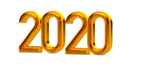 2020 year in gold digital 3d