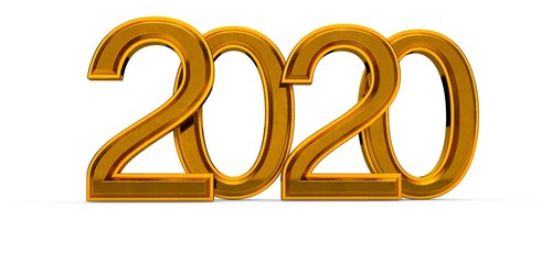 2020 year in gold digital 3d