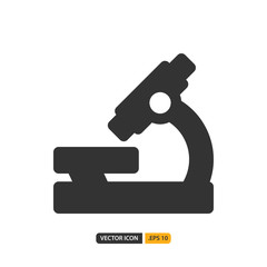 microscope icon in filled style. Vector logo design template. Modern design icon, symbol, logo and illustration. Vector graphics illustration and editable stroke. Isolated on white background.