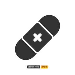 plaster icon in filled style. Vector logo design template. Modern design icon, symbol, logo and illustration. Vector graphics illustration and editable stroke. Isolated on white background.