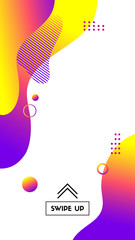 Vector template for social media stories. Abstract liquid background for online store with swipe up button