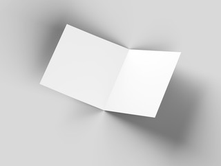 Brochure in square format folded to two - mockup. 3d illustration