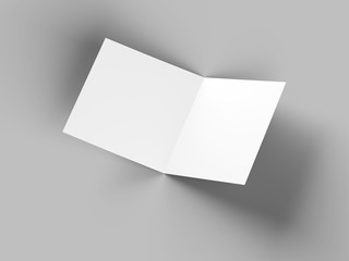 Brochure in square format folded to two - mockup. 3d illustration