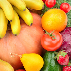 Background from the collection of fruits and vegetables.