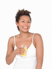 Young Woman Drinking Orange Juice
