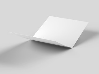 Brochure in square format folded to two - mockup. 3d illustration