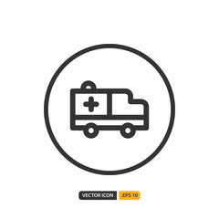 ambulance icon in outline style. Vector logo design template. Modern design icon, symbol, logo and illustration. Vector graphics illustration and editable stroke. Isolated on white background.