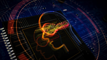 Cyber privacy in cyberspace futuristic illustration