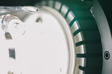 Close up of a studio flash strobe bulb