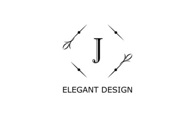 Monogram with elegant letter J. Vector logo on a white background. Floral logo