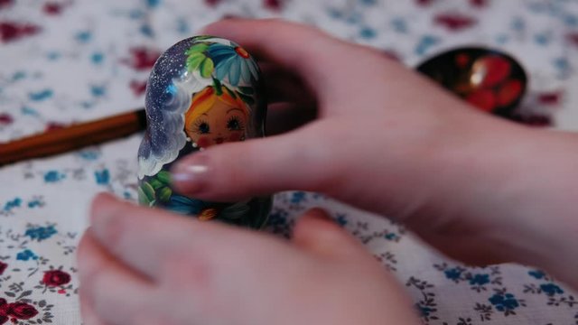 Russian wooden toy. Traditional doll of Russia. Russian souvenir. Russian symbol. Vintage toy. Handmade nesting dolls