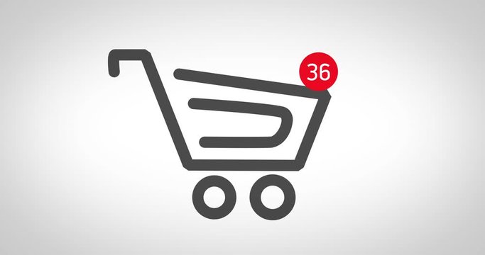 Animation of a shopping basket on a site in an online store. Shopping online shopping cart, the counter products. Purchases in the online service, non-cash payment.