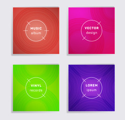 Abstract vinyl records music album covers set.