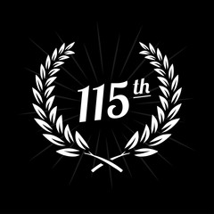 115 years anniversary design template. One hundred fiftheenth anniversary celebration logo. Vector and illustration.