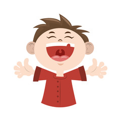 Cartoon happy boy laughing icon