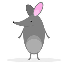Cute cartoon little mouse isolated on white background. Stock vector illustration.
