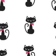 pattern with cute black cat