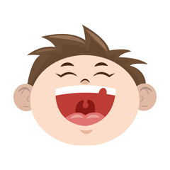 cartoon boy laughing icon, colorful design