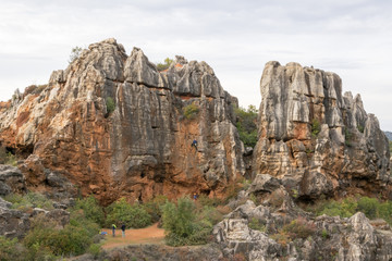 Rocky mountain climbers ready to climb