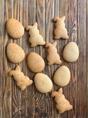 Easter cookies in the shape of a rabbit and an egg