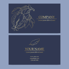 Elegant Template Luxury Business Card with Pomegranate Illustration