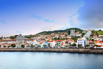 Fototapeta na wymiar Embankment of Horta on Faial island, Azores