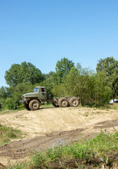 Fototapeta premium Military vehicles in abandoned airport