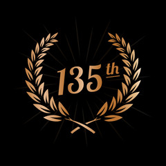 135 years anniversary design template. One hundred thirty fifth anniversary celebration logo. Vector and illustration.