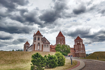 Fototapeta na wymiar Mir, Belarus - May 8, 2019: Mir Castle Complex in Belarus, UNESCO World Heritage.