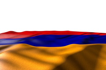 nice independence day flag 3d illustration. - mockup picture of Armenia flag lie with perspective view isolated on white with place for your text