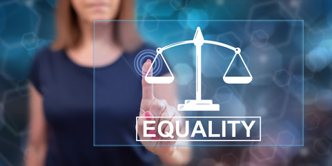 Woman touching an equality concept
