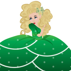 Princess in christmas dress. Vectort art