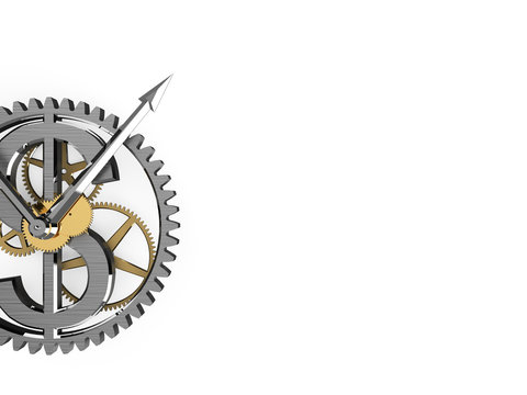 3d render of clock with US dollar sign on dial