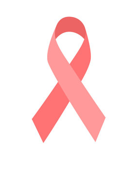 Breast cancer awareness pink ribbon in flat style