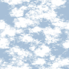 White clouds and blue sky seamless stock illustration.