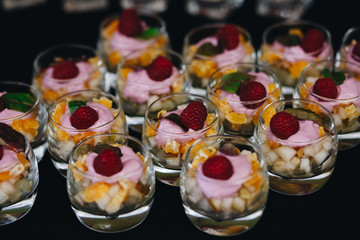 catering food mini canape in restaurant weeding