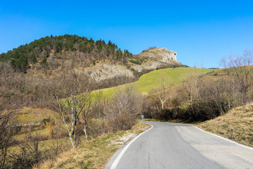 Road in river Marecchia Valley 